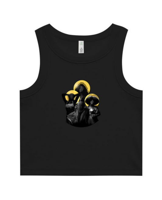 Black Womens Rib Tank (Cropped)